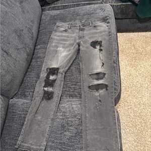 Fashion Nova Distressed Black Men's Slim Jeans